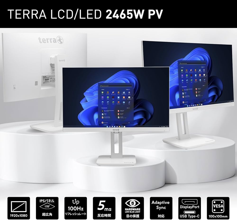 TERRA 24インチ モニター フルHD 2448WPV  ノングレア 楽天市場】液晶モニター PCディスプレイ 縦 回転 高さ調節 23.8